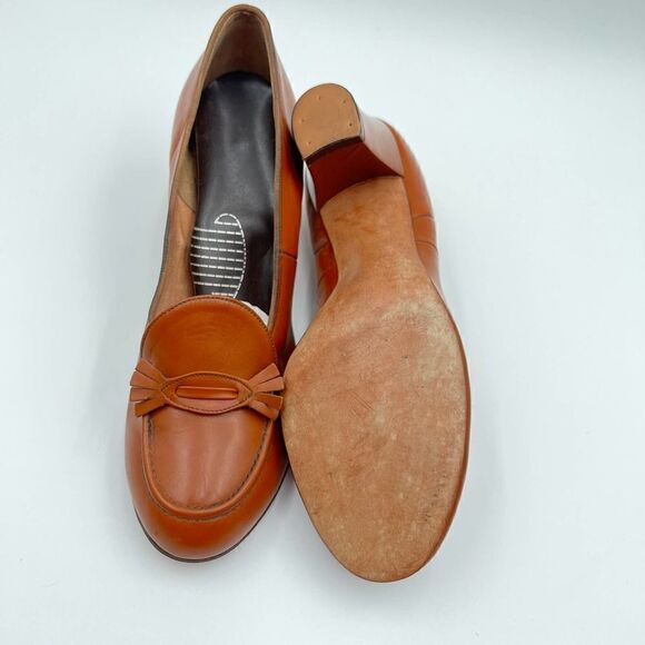 Velvet Step Vintage 1950’s Tan Brown Leather Women Heels Size 6.5 - Picture 9 of 12
